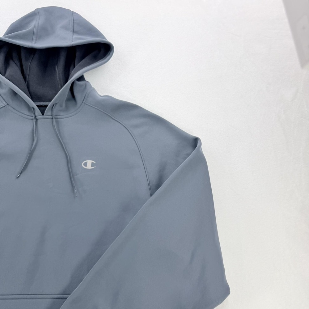 Champion Hoodie Mens XL Gray Fleece Pullover Kangaroo Pocket Logo Sweatshirt - Picture 11 of 16